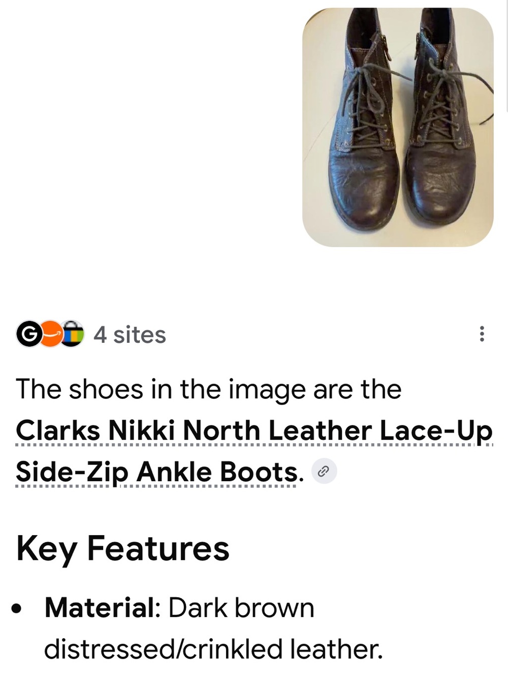 Clarks Nikki North lace up leather boots. Zip on sides. Crinkled brown leather - Picture 10 of 11